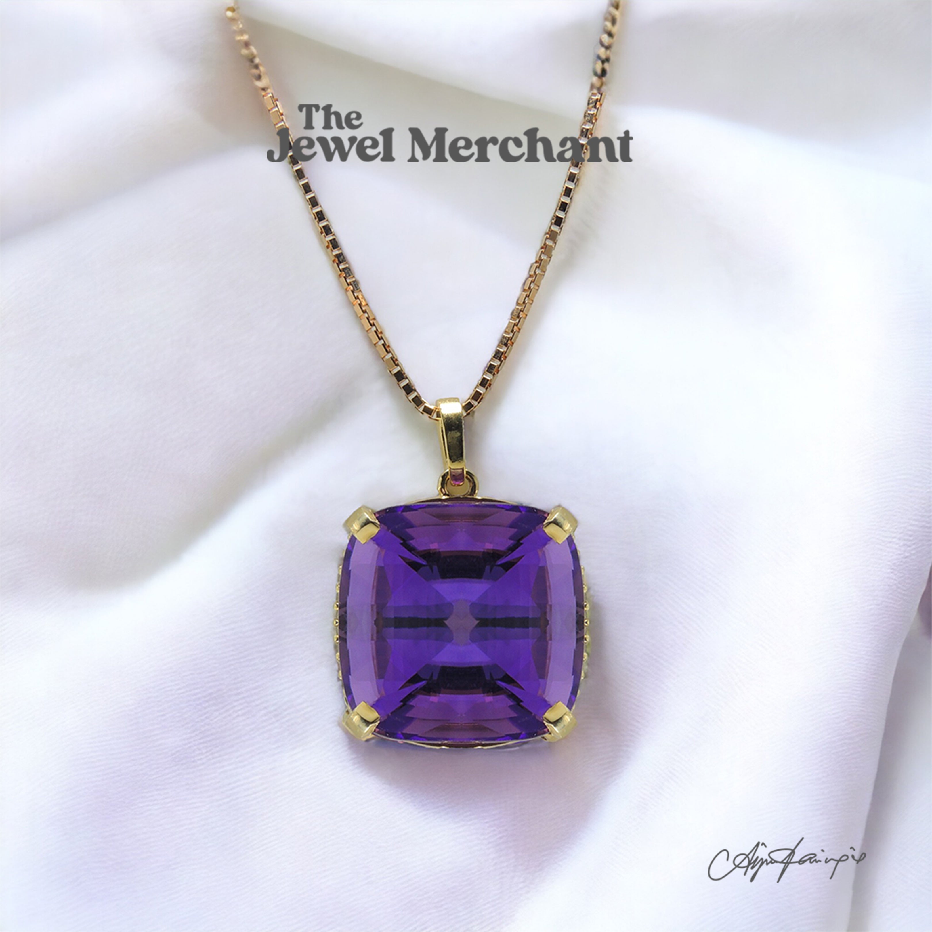 18k Gold Natural hot Amethyst Pendant