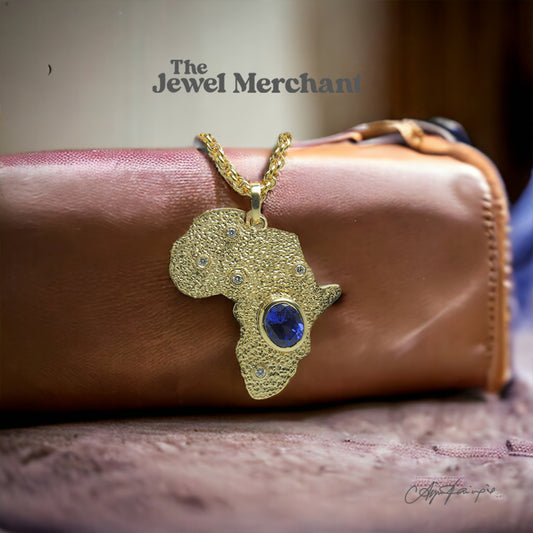 Tanzanite Africa Pendant set with Natural Diamonds in 18K Yellow Gold